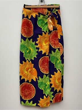 Vintage 80s 90s retro tropical seashell wrap style skirt size 8 vacation resort